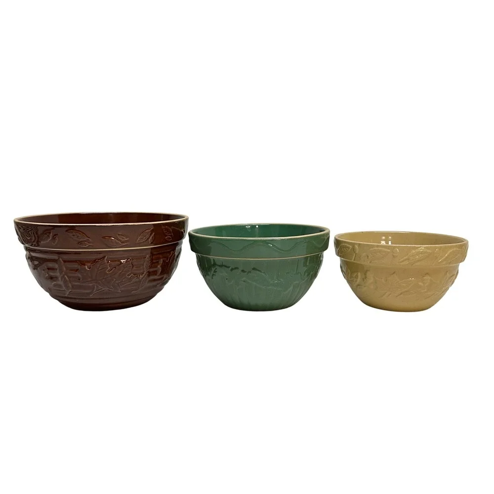 Gooseberry‎ Patch Embossed Stoneware Mixing Nesting Bowl Set of 3 Autumn Pattern